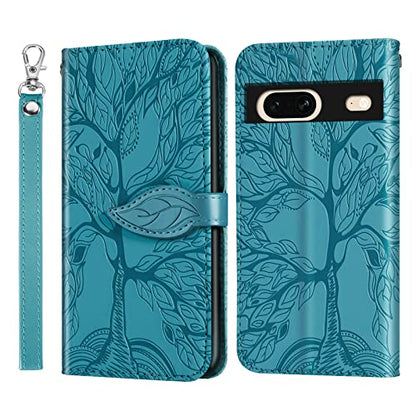 Wallet Case for Google Pixel 7 with Card Holder/Slot,PU Leather Folio Flip Shell [Kickstand][Magnetic Closure][Wrist Strap] Shockproof Cover Fit Google Pixel 7, Turquoise - color: Turquoise, size: Google Pixel 7