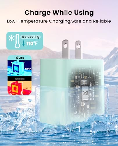 iPhone Charger Fast Charging, USB C Charger Block, 6FT/10FT Lightning Cable - color: green