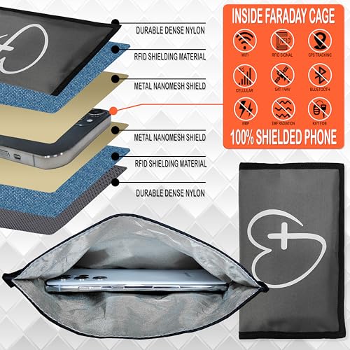 Gecko Travel Tech Faraday Bag Anti-Tracking GPS RFID Car Key Signal Blocker Wallet Shielding Pouch Protective Case for Cell Phone Car Key FOB, Data Privacy, Electronic Device Security (CROSS) - color: CROSS