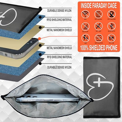 Gecko Travel Tech Faraday Bag Anti-Tracking GPS RFID Car Key Signal Blocker Wallet Shielding Pouch Protective Case for Cell Phone Car Key FOB, Data Privacy, Electronic Device Security (CROSS) - color: CROSS