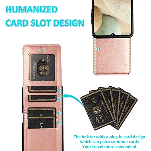 Phone Case for Samsung Galaxy A42 5G with Tempered Glass Screen Protector Credit Card Holder Wallet Cover Stand Leather Cell Accessories Glaxay A 42 G5 Gaxaly 42A S42 4G 2021 Cases Women Rose Gold - color: Rose Gold