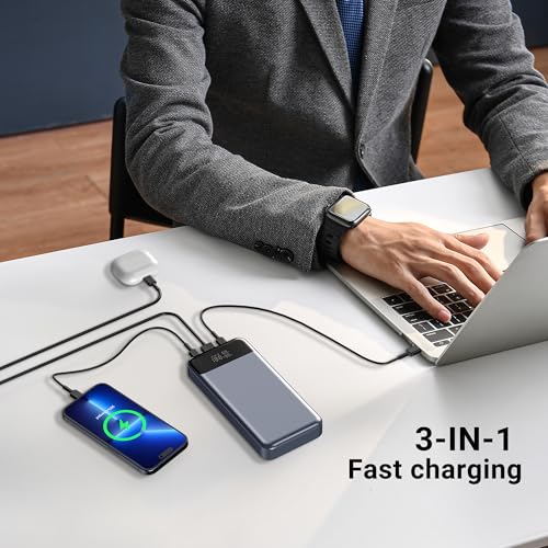 24,000mAh 280W Laptop Power Bank, PD 3.1 Portable Charger with Smart Display, 3-Port USB C Battery Pack for MacBook Pro/Air, iPhone 16/15/14/13 Series, iPad and More, Flight-Approved for Travel