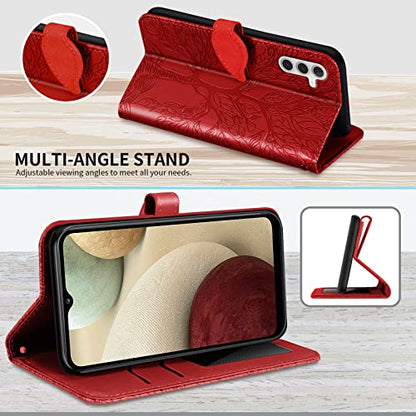 Wallet Case for Samsung Galaxy S26 2026 with Card Holder,Red | Credit Slots, Wrist Strap, Folio Kickstand ,Shockproof TPU Shell,Magnetic Closure PU Leather Protective Phone Cover - color: Red, size: samsung galaxy s26