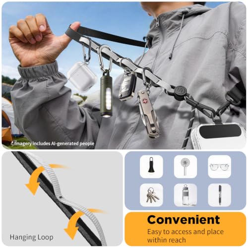 SURPHY Phone Lanyard Crossbody, Phone Strap with Light-Activated Strap - color: Black