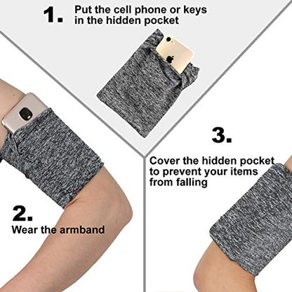 Medium Cell Phone Exercise Workout Jogging Running Walking Armband for Cellphone Keys Earphone Wrist Arm Band Sleeve Pouch Holder Pocket Fits iPhone 6 6S 7 8 X XR XS 11 12 Max Pro Plus STRONG ARM/Grey - color: F/Circumference11'' for strong arm/Grey