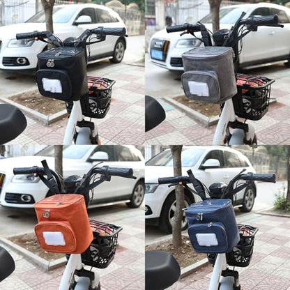 Bike Handlebar Bag - Waterproof Pouch with Phone Touch Screen Pocket, Dark Blue, 8.3"x7.5"/ 21x19 cm - color: Dark Blue
