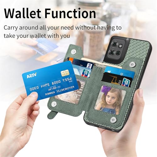 for Motorola Moto G Power 2026 Wallet Case with Card Holder, Slim | Shockproof Protective Phone Cases for Women, Carbon Fiber Pattern Design, Built-in 4 Credit Card Slots and 1 Zipper Pocket - color: Brown