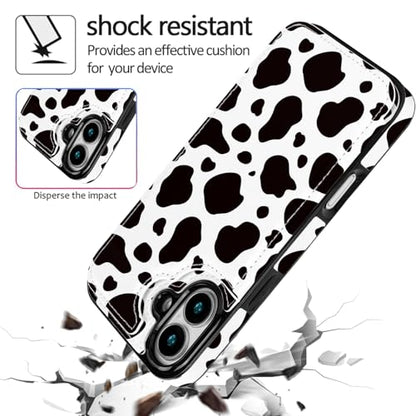 Compatible with iPhone 16 6.1" Wallet Case with Card Holder Folio Flip PU Leather Kickstand Card Slots Case Double Magnetic Clasp and RFID Blocking (Black Cow Print) - color: Black Cow Print, size: iPhone 16 6.1 inch