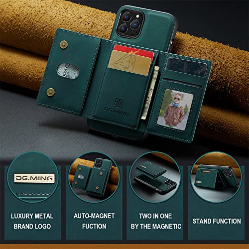 Leather Wallet Phone Cases Compatible with iPhone 14 Pro Max Case with Card Holder Men 6.7'' 2 in 1 Detachable Back Cover (Green, IP 14 Pro Max) - color: Green, size: IP 14 Pro Max