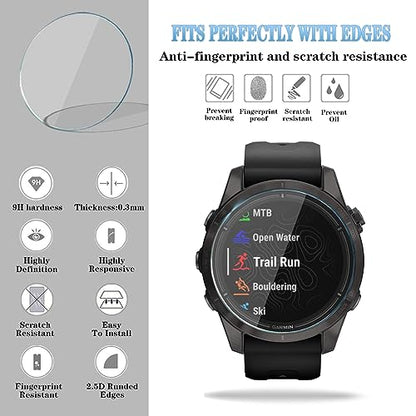Screen Protector for Garmin Epix pro 42MM/Fenix 7S and TPU Protective Case | HUADU,9H Tempered Glass Film,Anti-Scratch,High Definition,Full Coverage,Soft Watch Cover - size: Garmin EPIX pro 42MM