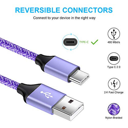 C Phone Wall Charger for Samsung Galaxy Note 10 Lite/Plus/9/20 S26 S25 S24 - color: Black Purple