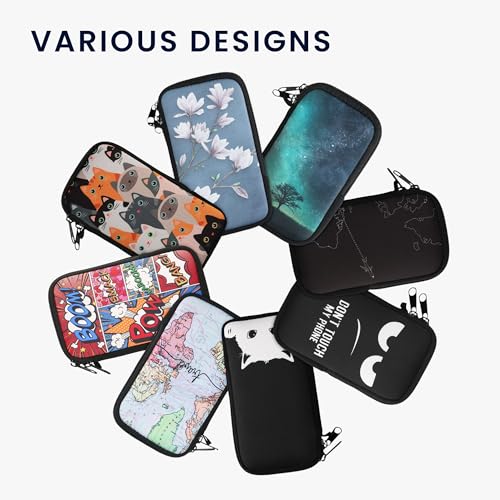 kwmobile Neoprene Sleeve for Smartphone Size XXL - 7" - Shock Absorbing Pouch Case - Protective Phone Bag - Curious Cat Grey/Black - style: Curious Cat 22-01