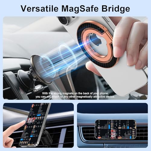 Magnetic Phone Ring Holder, MagSafe Phone Grip Stand Finger Ring Kickstand - color: rose-gold