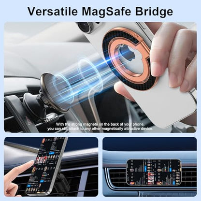 Magnetic Phone Ring Holder, MagSafe Phone Grip Stand Finger Ring Kickstand - color: rose-gold
