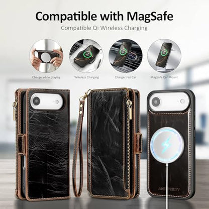 Antsturdy Compatible with MagSafe iPhone 17 Air Wallet Case,Coffee - color: (Detachable with Magsafe)-Coffee