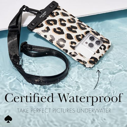 kate spade new york IP68 Floating Waterproof Phone Pouch - City Leopard | Stylish Touchscreen Floating Waterproof Phone Case w/Crossbody Lanyard - Fits All Phones -Beach Cruise Ship Travel Essentials - color: City Leopard
