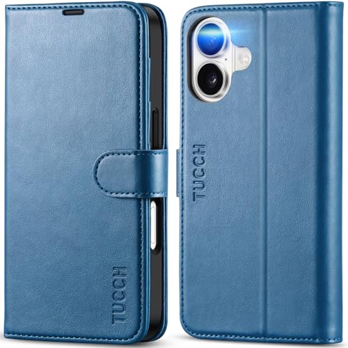 TUCCH Wallet Case for iPhone 17 (6.3") 2025, Flip Stand, Light Blue | RFID Blocking, 4 Card Holders, Kickstand, PU Leather, Shockproof TPU Shell, Magnetic Closure, Protective Folio Cover - color: Light Blue