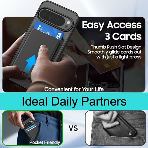 Magnetic for Google Pixel 10 Pro XL Wallet Case with Card Holder﻿ | Compatible with MagSafe, Shockproof Phone Cover with Detachable RFID Blocking Card Slot, Black - color: Black, size: Pixel 10 Pro XL