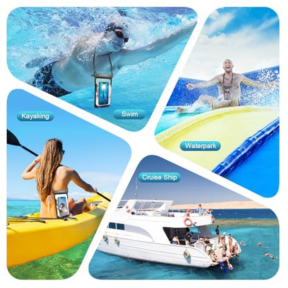 Large Waterproof Phone Pouch, 2Pack Floating Waterproof Bag for iPhone 17 16 15 Pro Max Galaxy S26 S25 S24 Ultra All Phones, Cell Phone Dry Bag for Beach Swimming Rafting Boating (Black + Black) - color: Black+Black