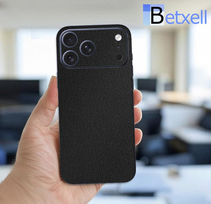 for iPhone 17 PRO MAX Skin 3M Black Leather Texture Back Glass Film Protective(Leather)