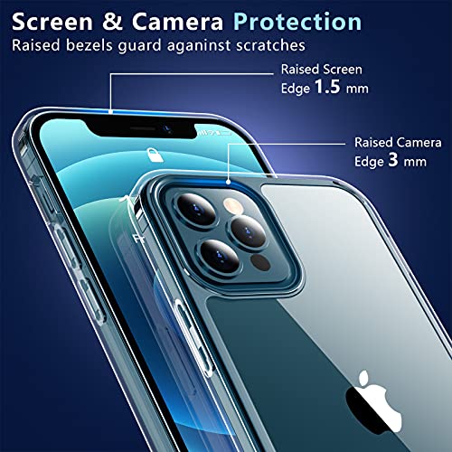 Designed for iPhone 12 case,iPhone 12 pro case,[Military Drop Protection] [Not Yellowing] Shockproof Slim Thin Phone Case for iPhone 12/12 Pro,Clear