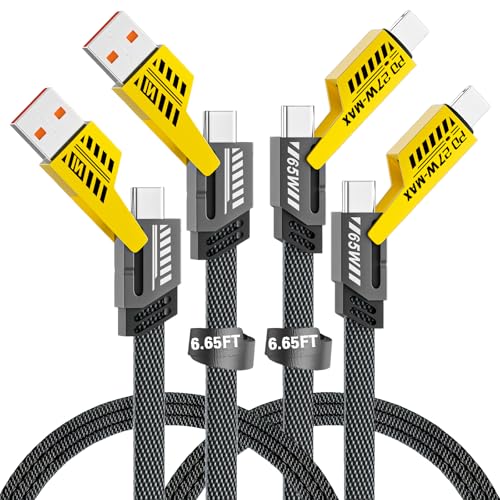 2Pcs 4 in 1 Charging Cable,USB A/C to C/L, 6.6FT, USB C to L Charging cable