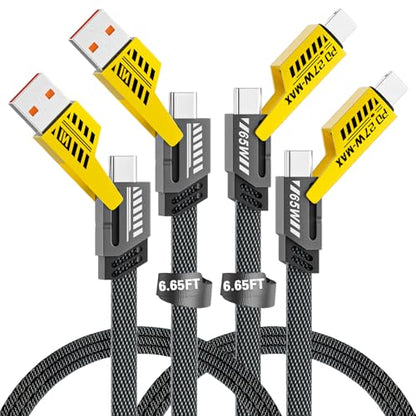 2Pcs 4 in 1 Charging Cable,USB A/C to C/L, 6.6FT, USB C to L Charging cable