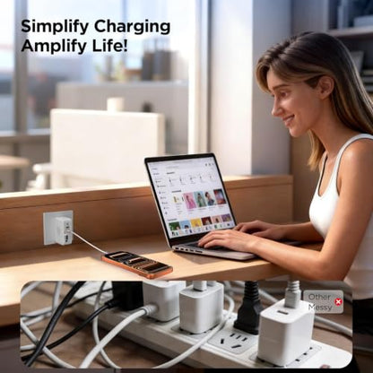 4-in-1 Retractable Wall Charger,35W Ultra-Compact Travel Charger - color: White