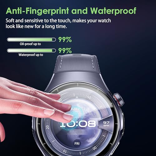 Compatible for Huawei Watch 5 46mm screen protector, Anti-Scratch 3D Full Screen Coverage flim, Case Friendly, HD Ultra, 4 PACK - size: Huawei Watch 5 46mm