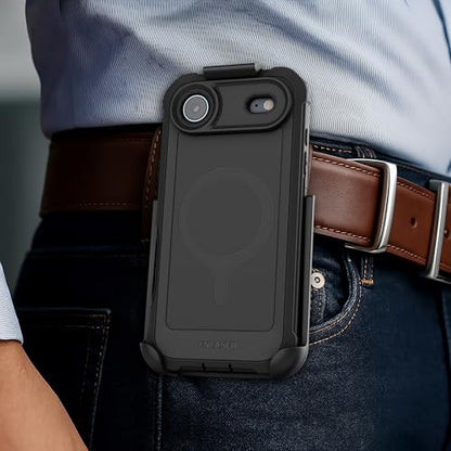 Encased for iPhone Air Case with Belt Clip (Falcon Series) Full-Body Case with Built-in Screen Protector and Phone Holster (Compatible with MagSafe) Black - size: iPhone Air