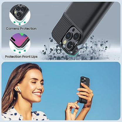 Battery Case for iPhone 14 Pro Max,14 Plus and 13 pro Max, Real 8600mAh Rechargeable Smart Extended Charging Case, Ultra-Slim Portable Protective Battery Pack (6.7 inch) Black - color: Black