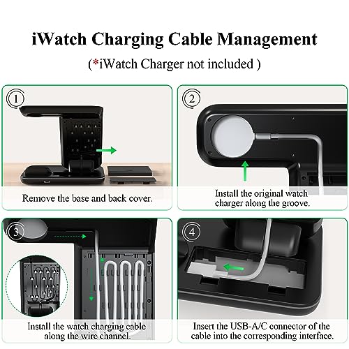 Minthouz Phone Wireless Charger, 18W Fast Charging Station for iWatch (Watch Charger is NOT included), AirPods, Wireless Charger Stand Compatible with iPhone 15/14/13/12/11 Series (with QC3.0 Adapter)