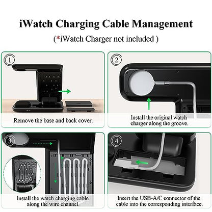 Minthouz Phone Wireless Charger, 18W Fast Charging Station for iWatch (Watch Charger is NOT included), AirPods, Wireless Charger Stand Compatible with iPhone 15/14/13/12/11 Series (with QC3.0 Adapter)