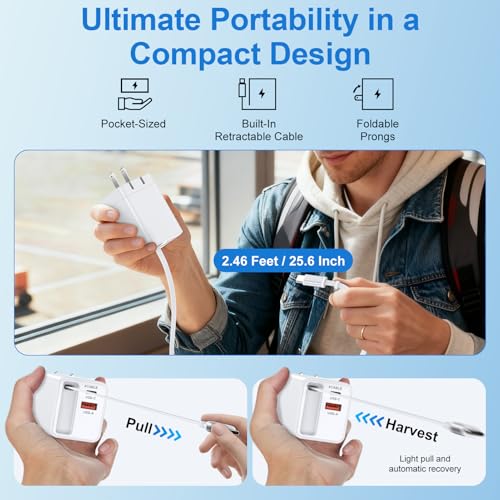 for Samsung S26 Ultra Retractable Charger Block for Samsung Galaxy A37 A57