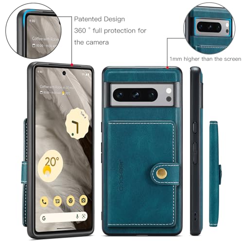 Cellular Phone Case for Google Pixel 8 Pro 2023, Teal, Magnetic Wallet Card Cash Slot, Wireless Charging Functional Kickstand - color: Teal, size: Google Pixel 8 Pro