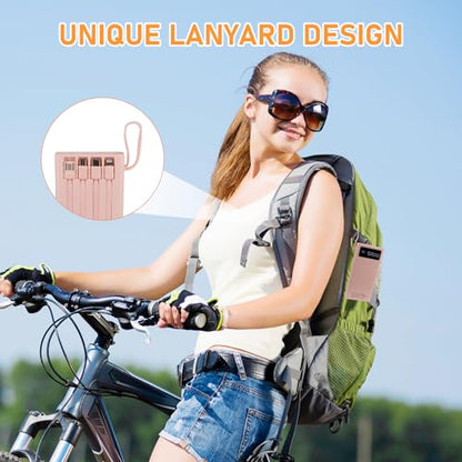Portable Charger with Built in Cables,10000mAh Power Bank with LED Lamp Fast Charging 3.0 USB C External Battery Pack Phone Charger with LED Display for iPhone, Samsung and Cell Phones (Pink) - color: Pink