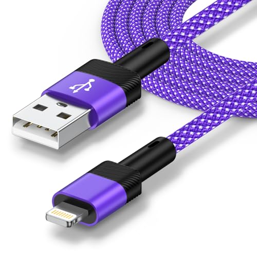 Long USB A to Lightning Cable,Purple iPhone Charger for iPhone 14/14 Pro - color: Purple