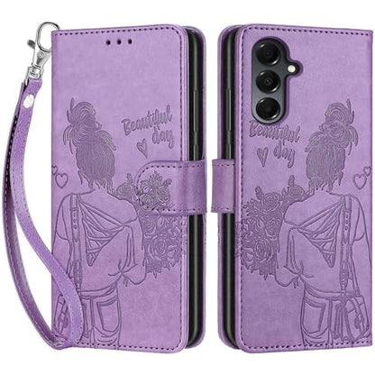 Wallet Case for Samsung Galaxy A16 5G, Purple Girl | Women Flip Folio Cover, Embossed PU Leather, Stand, Credit Card Holders Slots, Wrist Strap - color: 10