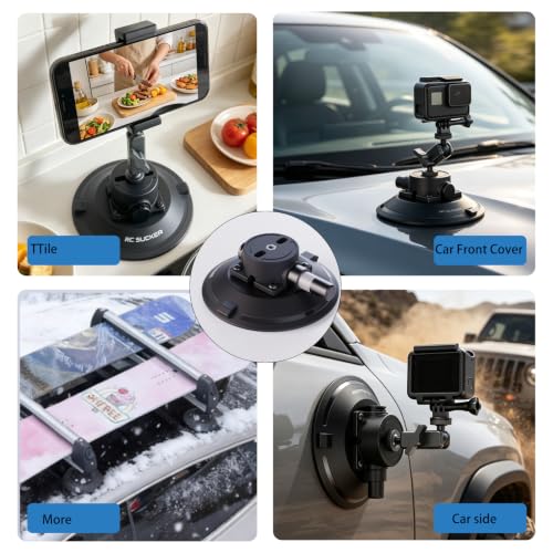 6" Camera Suction Cup Mount, Heavy Duty Pump Vacuum Mount - size: 6” Plastic