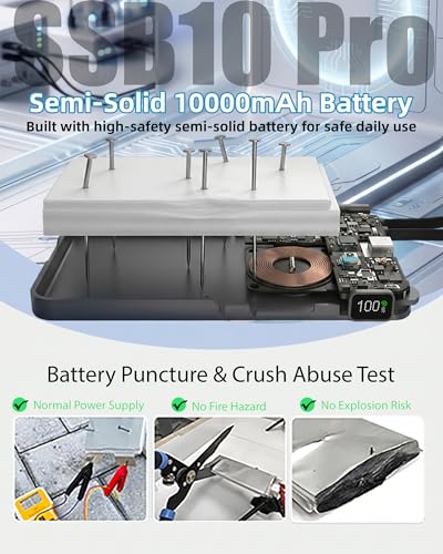 Tmtopebo Qi2 Certified Fast Wireless Charger 10000mAh Semi-Solid Power Bank