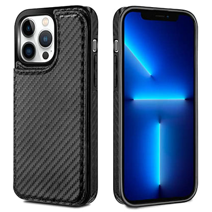 HianDier Wallet Case Compatible with iPhone 13 Pro MAX Case 5G 6.7-inch Slim Protective with Credit Card Slot Holder Flip Folio Soft PU Leather Magnetic Closure Cover, Carbon Fiber Black - color: Carbon Fiber Black