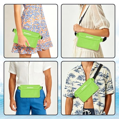 ivoler 2-Pack Waterproof Fanny Pack & Phone Pouch, Dry Bag for Passport, Phone & Wallet, Floating Waterproof Phone Case for Beach, Swimming, Kayaking, Boating, Cruise Essentials & Travel - color: Grass Green