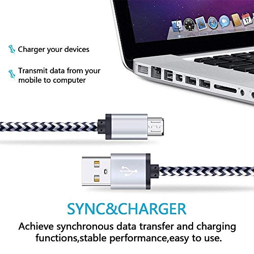 Micro USB Charger Cable, 5-Pack 6ft Micro USB Cable Cord Braided Fast