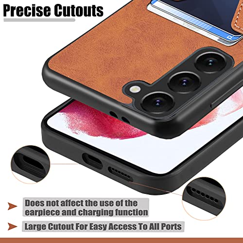 Kowauri for Samsung Galaxy S23 Case,PU Leather Wallet Case with Credit Card Slot Holder Ultra Slim Protector Case for Samsung Galaxy S23 5G (Brown) - color: Brown