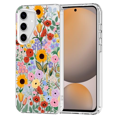 MOSNOVO Case for Samsung Galaxy S24 FE, [Buffertech 6.6ft Military-Grade Drop Protection] [Anti Peel Off Tech] Clear TPU Bumper Phone Case Cover Design - Blossom & Bloom - color: Clear - Blossom & Bloom, size: Samsung Galaxy S24 FE