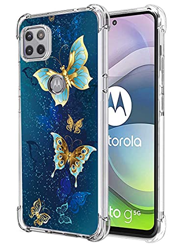 for Moto One 5G Ace Case, Moto G 5G Case, Slim Flexible TPU for Girls Women Airbag Bumper Shock Absorption Rubber Soft Silicone Case Cover Fit for Motorola Moto One 5G Ace (Pretty Butterfly) - color: Pretty Butterfly