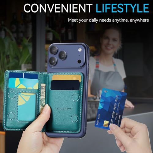 Vinich for MagSafe Wallet Magnetic RFID Blocking Card Holder, Bluish Green - color: Bluish Green