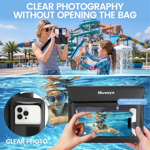 Niveaya 2 Pack Waterproof Fanny Pack for Women Men, IPX8 Waterproof Pouch Dry Belt Bag for Beach, Kayaking, Swimming, Double Space Touchscreen & Photography,Boat Travel Essentials - color: Black+Black