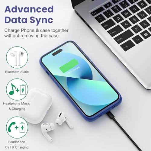Battery Charging Case for iPhone 12Pro Max/13Pro Max/14Pro Max/14Plus (6.7 Inch), Powerful 8600mAh Portable Rechargeable Charger Cover for iPhone 14ProMax/14Plus/13Promax/12Promax Battery Case-Blue - color: Blue