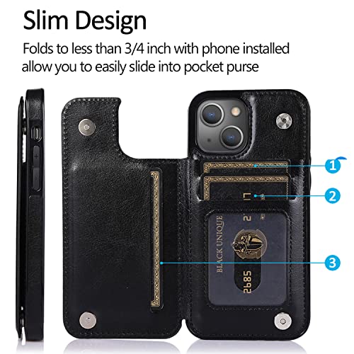 uCOLOR for iPhone 13/14 Wallet Case with Card Holder Daisy | PU Leather RFID Blocking for Women Men Magnetic Clasp Kickstand - color: Daisy